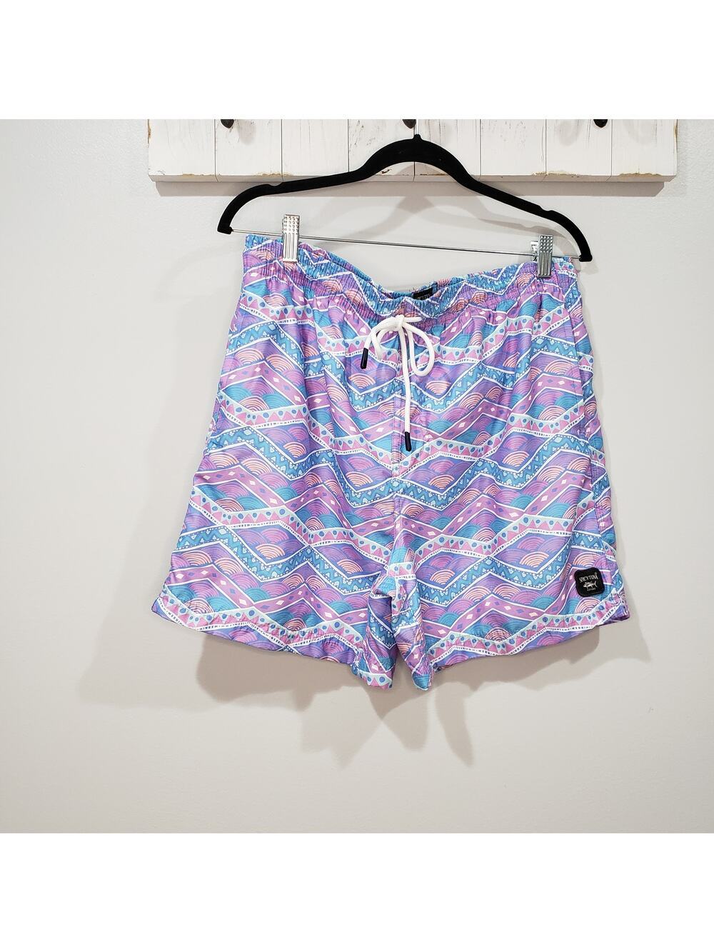 Spicy Tuna XL Purple Blue Chevron Swim Trunks Board Shorts